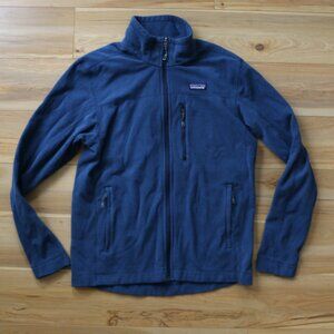 Patagonia Oakes Jacket gridded micro fleece zip up navy blue men's M